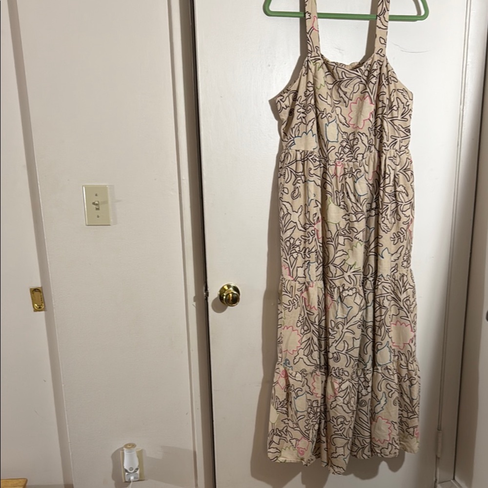 Knox Rose Cream and Brown Sleeveless Maxi Sundress